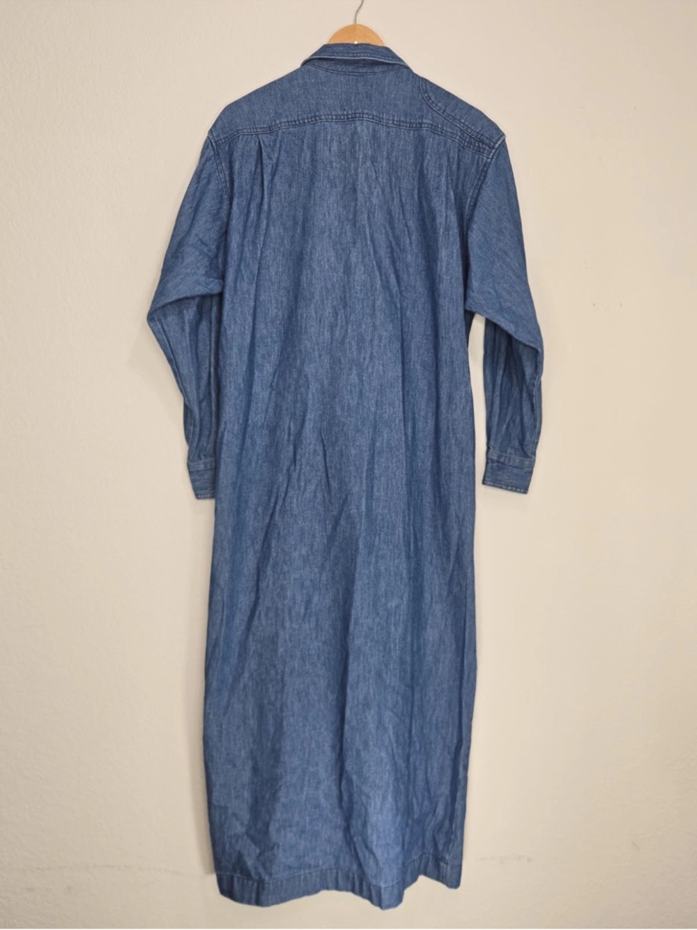 Vintage Ralph Lauren Denim Button Down Maxi Dress Duster Made In USA Size 12 - Picture 2 of 13